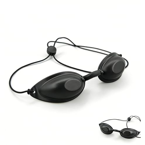 2 gafas de solarium para lámpara de luz roja y bronceado, protección ocular de silicona de alta calidad, color negro, opacas y ajustables para tratamiento de belleza, elásticas y cómodas para los ojos