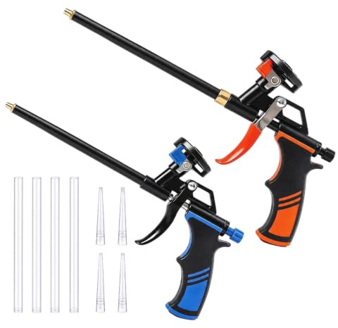 Pistola Espuma Poliuretano Pack de 2, Cierre Automático, Todo Metal, Sin Goteo