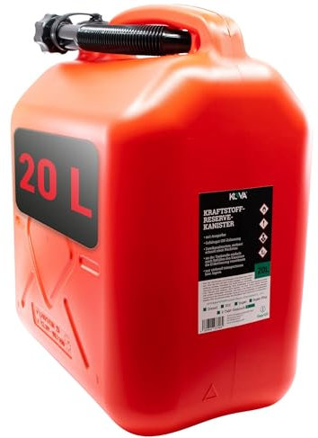 KOVA® 1x Benzinkanister 20L ROT Dieselkanister Reservekanister Kraftstoffkanister 20 Liter Wasserkanister für Benzin Diesel Wasser AdBlue, Auswahl: 5 10 10L ltr 5L 20-Liter-Kanister & Außgießer