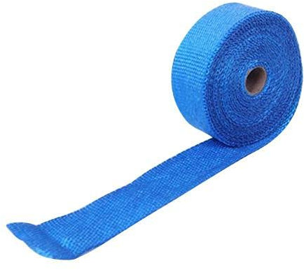 Auspuffband，Hitzeschutzband Auspuff Auto Motorrad Auspuffrohr Wrap Isolation Hitzefestes Streifen mit 4 Stahlbindungen(Blue)