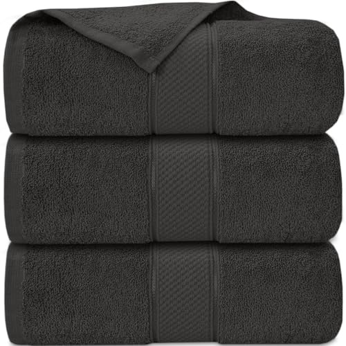 Casabella Pack of 3 Super Jumbo Extra Large Bath Sheet Towels100% Cotton 90cm x 180cm_Grey