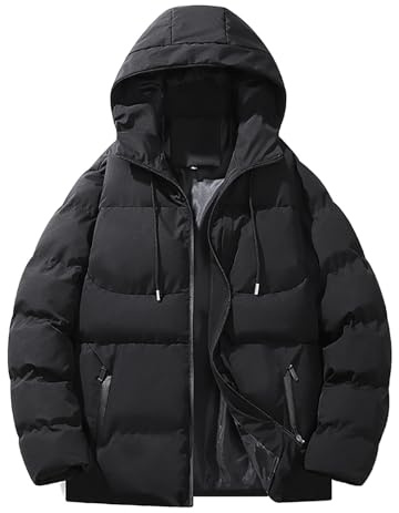 NAFING Blouson Homm, Blouson Homme Manches Longues Doudoune Chaud Hiver Matelassée Pour Homme Anorak À Capuche Veste Mi Saison Parka Couleur Unie
