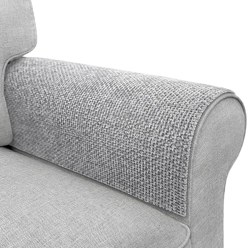 Couch Arm Covers, Sofa Arm Covers, Waterproof Armrest Cover for Sofa, Armchair, Loveseat, Non-Slip Recliner Arm Cover, Headrest Cover, Arm Chair Covers Set of 2 (Light Gray, 24×20)