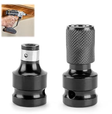 AONAYO Lot de 2 adaptateurs de visseuse à percussion, 1/2 1/4, embouts de tournevis à douille, porte-embout de tournevis, acier, noir