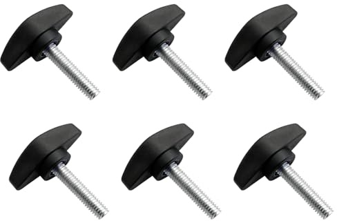 6 tornillos moleteados M6 x 20 mm, tornillos de mariposa M6 con mango en forma de T, perno roscado de acero al carbono galvanizado, perno de pulgar, perno de tornillo de sujeción para tornillo de