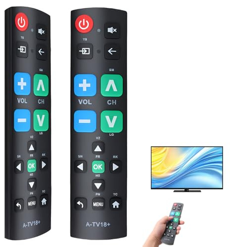 Universal Big Button TV Remote Control for Elderly, Large Button Infrared TV Remote Control, Easy to Use Replacement Remote for Seniors, Compatible with LG Sony Panasonic Hisense TCL Sharp Philips JVC
