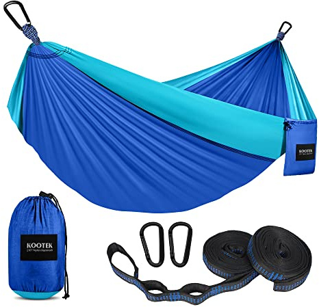 Kootek Camping Hammock 500 lbs Capacity, Portable Hammocks with Tree Straps & Attached Carry Bag, Camping Essentials Gear, Perfect for Outside Indoor Hiking Beach Backpack Travel