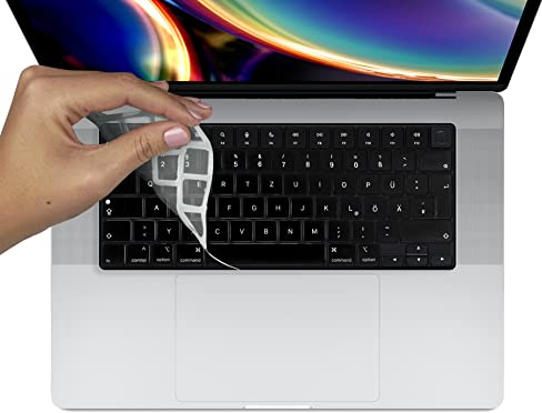 MyGadget Tastaturschutz für Apple MacBook Pro 14 & 16 Zoll [ ab 2021 - M1] Air 13 [ ab 2022 - A2681 M2] Air 15 [ ab 2023 - A2941] - Folie für EU Tastatur - Keyboard Cover Transparent
