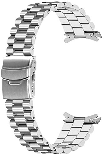 Juntan 20mm 22mm gebogene feste Enden Edelstahl Uhrenarmband Metall Matte gebürstete Halbmond Links Taper Uhrenarmband Double Diver Schließe Schwarz und Sliver für Männer und Frauen