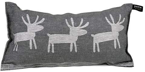 Jokipiin Coussin de sauna de qualité supérieure - 40 x 22 cm - 100 % fabriqué en Finlande - Coussin de voyage - En lin et coton - Certifié Ökotex - Coussin de sauna - Appuie-tête - 1 x 3 rennes