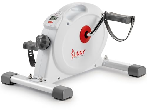 Sunny Health & Fitness (White) Under Desk Smart Mini Pedal Exerciser, Dual Function Exercise Cycle Bike with Low Profile Design - SF-B023005WHT