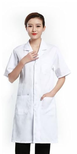 RXYNLL Blouse de laboratoire blanche unisexe pour infirmière, blouse de laboratoire à manches courtes, adaptée aux laboratoires, salons de beauté, pharmacies