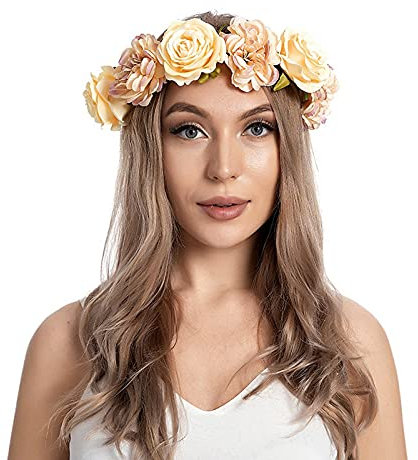 Couronne florale réglable - Couronne de fleurs artificielles - Couronne de fleurs artificielles - Couronne de fleurs artificielles - Couronne de verdure pour fête de mariage, festival (multicolore