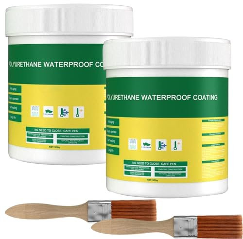 Wasserdichte Polyurethan-Beschichtung, Dichtungsmasse Wasserdicht, Dichtmasse Wasserdicht Wasserdicht Dichtmasse für Badezimmer Toilette Fliesen Wände Dach (300g, 2)