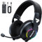 Datarm Wireless Gaming Headset for Ps5, Ps4, Switch, PC, Mac, 5.3 Bluetooth Headphone with Detachable Noise Canceling Mic, Ligthweight Foldable Gaming Headset with LED, 50Hr Battery - Black