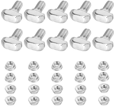 PATIKIL M6x12 Tornillo De Cabeza De Martillo T, 10 Pcs Tornillo De Cabeza De Martillo Para Ranura T Con 10 Pcs Tuercas Hexagonales Para Perfil De Aluminio Estándar Europeo Serie 3030
