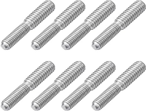 sourcing map M5x15mm to M6x15mm Double End Threaded Stud Screw Bolt, 8Pcs 304 Stainless Steel Thread Reducer Adapter for Furniture Machinery Assembly Fastener