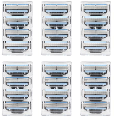 24 Stück Mach 3 Klingen, Ersatzklingen für Nassrasierer Herren, Präzise 3-Fach Rasierklingen für eine glatte Rasur, Hautschonende Technologie, Ideal für tägliche und professionelle Nutzung