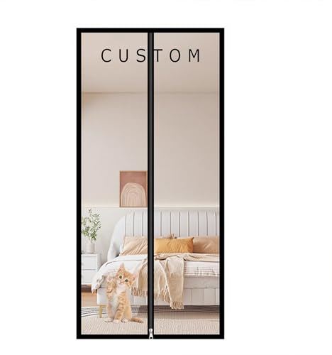 Custom Fly Curtain Pet Screen Doors, Balcony Bedroom Cat Door Screen Keep Insects Out Mosquito Door Net with Zipper, Prevent Dogs Cats Running out from Home (W*H:70 * 200cm)