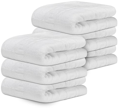 DECASATEXTIL Pack de 6 Alfombras Baño 50x70 cm - 100% Algodón Suave y Absorbente - 500GSM - 100% Algodón Suave y Absorbente - Tapete Ducha Blanco Estilo Toalla - Alfombrilla Baño
