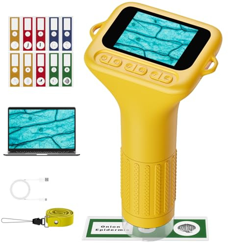 NOCOEX Portable Digital Microscope for Kids - 1000X Handheld Microscope Camera with 2.0 Screen & 8 LED Lights - Pocket Miniscope Edu Science Toys for Age 3-12 Year Old Boys Girls