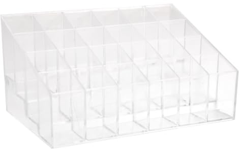 FOMIYES Organizador de Maquillaje Transparente de Acrílico Duro con Compartimentos para Pintalabios y Cosméticos Soporte Compacto para Barra de Labios y Máscara Uso Profesional y