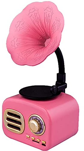 CLSDRZC Ornamenti per grammofono Vintage, Altoparlanti creativi, Giradischi con Altoparlante Bluetooth con Corno in Rame e subwoofer Aux-in/USB/compatibilità Multipla