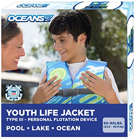 Oceans 7 US Coast Guard Approved, Infant-Child-Youth Life Jacket Vest – Sizes for 8-90 Lbs. – Type III Vest, PFD, Personal Flotation Device