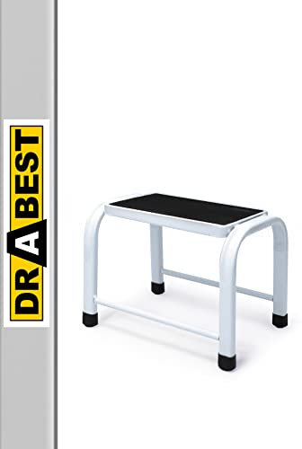 Drabest Petit escabeau en Acier Robuste – Tabouret échelle – Mini escabeau Portable pour Bureau, Atelier et Cuisine – Stable et sûr – Capacité 150 kg –29x37x27cm