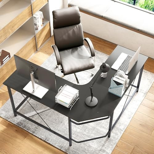 SogesHome Eckschreibtisch L-Form Schreibtisch Computertisch Gaming ecktisch großer Gaming Schreibtisch PC Tisch Winkelkombination Arbeitstisch 150 cm fürs Büro Arbeitszimmer