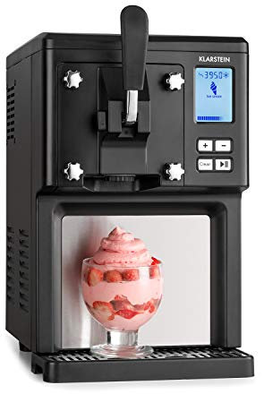 Klarstein Sweet Sundae - Sorbetière turbo en 40 min, Machine à glace à compresseur, Préparation jusqu'à 900 g de crème glacée, Capacité de 1,5L, Sans pré-refroidissement - Noir