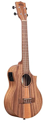Kala Teak Tri-Top Tenor Ukulele with Cutaway & EQ, Acoustic-Electric Soprano Ukulele, Mahogany Body, Ideal for All Skill Levels, Great Sound for Beginners & Pros