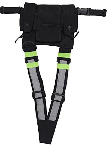 Fickradio bröstsele bröstsele pack fodral väst greement wear fodral för 2-vägs radio talkie walkie vägglampa med UV-5R svart + grön, Svart och grön