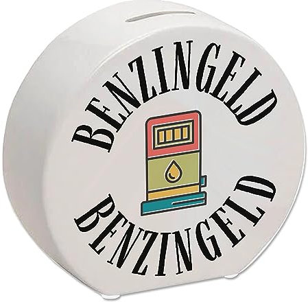 Benzingeld Spardose in weiß mit Tanksäule EIN originelles Sparschwein für Tankgeld als Benzinkasse und um der Inflation Sprit Geld Sparbüchse Kraftstoff tanken