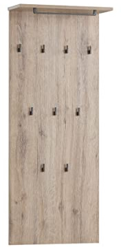 Schildmeyer Cosmo - Pannello appendiabiti con ganci, in legno derivato, finitura rovere naturale, 50 x 20,9 x 120,6 cm