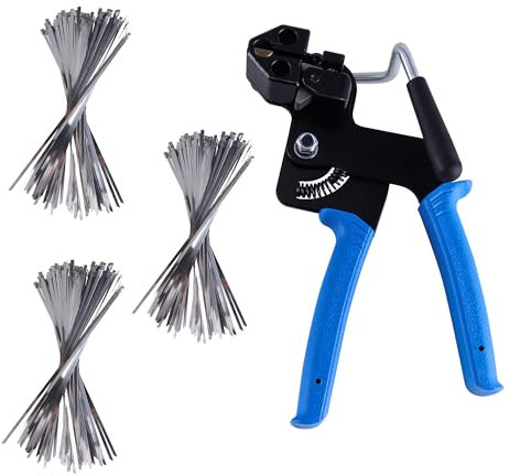 BEVDICNC Kabelbinderpistolen-Set Kabelbinder Metall Kabelbinderpistole 100 Stück 4.6 * 300mm Edelstahl Kabelbinder 100 Stück 4.6 * 200mm Edelstahl Kabelbinder für Kabelbündelung