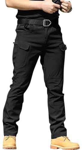 YAOBAOLE Pantalon Randonnée Homme Cargo Treillis Militaire Hiver Noir 2XL