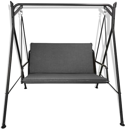 Il Tuo Artigiano Design Cuscino tinta unita per dondolo da giardino 2, 3 e 4 posti spessore 6 cm (3 posti - 135x55 cm, Grigio)