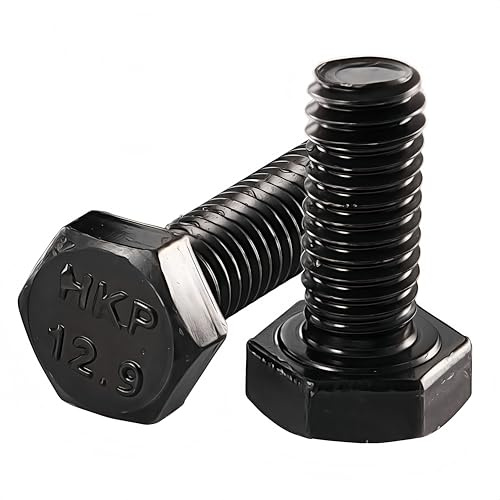 YIIFLY M8x20 Sechskantschraube, M8-1,25 Schraube,Außensechskant Maschinenschrauben legierter Stahl der Festigkeitsklasse 12,9 DIN 933, Schwarzes Oxid, Vollgewinde,20 Stück