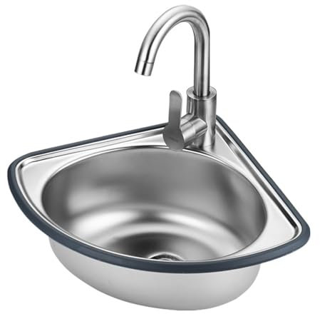 GODFSAHG Dreieckiges, an der Wand montiertes Einzelwaschbecken aus Edelstahl, kleines Eckwaschbecken für das Badezimmer, Eckwaschbecken für Hotels und Privathaushalte, Tiefe 15 cm, an der W