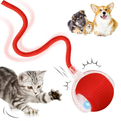 Giocattoli interattivi per gatti, giocattoli elettrici automatici per gatti da interni, palla intelligente con rotazione attiva a 360°, palla per gatti con coda, ricaricabile tramite USB, giocattolo