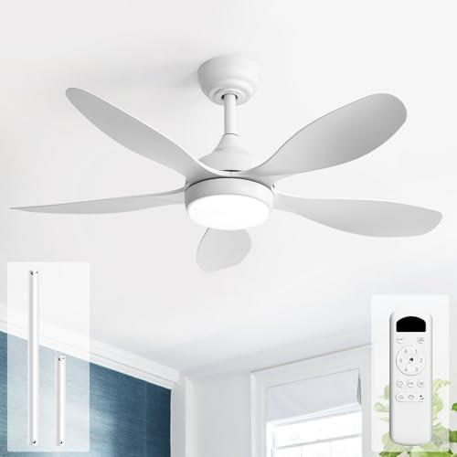 Sofucor 107cm Ventilatore da Soffitto con Luce, Dimmerabile 3CCT, Telecomando, 6 Velocità, Timer, DC Silenzioso Lampada Ventilatore Soffitto per Camera