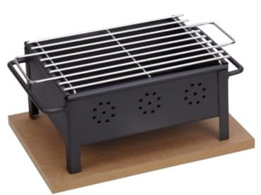 Barbacoa sobremesa de inox, parrilla 30x25 cm, para asar alimentos de forma práctica y eficiente en espacios reducidos.