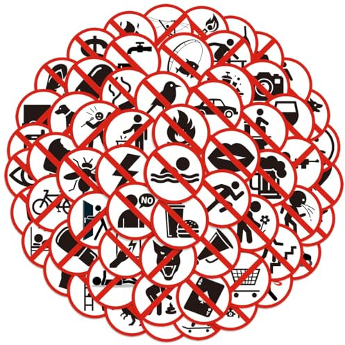 Confezione da 63 adesivi divertenti per divieto di ingresso, adesivi in vinile impermeabili per laptop, bottiglia d'acqua, telefono, notebook, album di ritagli, bagagli, skateboard, set di