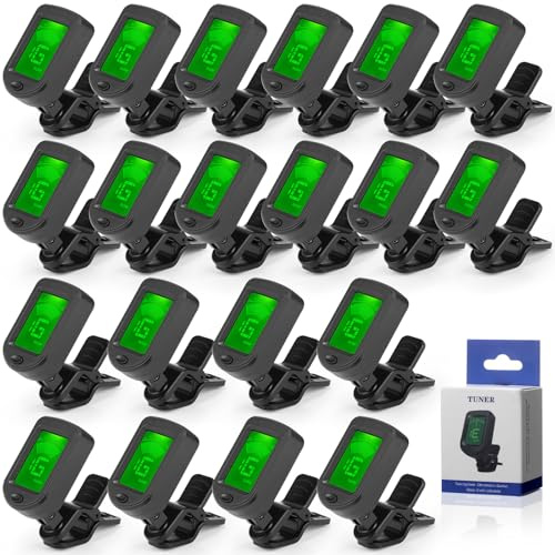 Boao 20 Pcs Guitar Tuner, Clip on Tuner with Chromatic Modes, Digital Electronic Clear LCD Display, 360 Degree Rotation for Acoustic/electric Guitar, Ukulele, Bass, Violin, Banjo, Mandolin