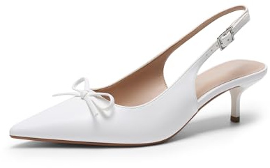 DREAM PAIRS Scarpe Slingback Tacco Basso Donna | Tacco kitten 5,5 cm, punta affusolata, fiocco, cinturino regolabile, fodera amica della pelle, eleganti.
