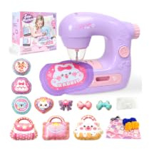 FOTSHARER Purple Mini Sewing Machine Toy with Cloths Cotton Educational Craft, DIY Sewing Kit Arts & & Educational Crafts Kids Tool for Holiday Birthday Gifts for Kids