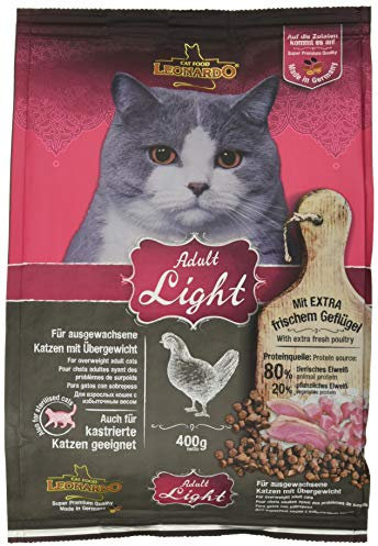 Leonardo Adult Light [400g] Katzenfutter | Diät Trockenfutter für Katzen | Alleinfuttermittel für Katzenrassen ab 1 Jahr