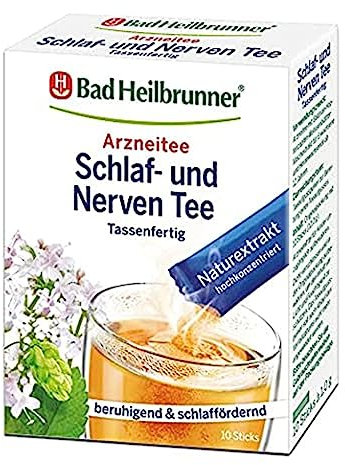 Bad Heilbrunner Schlaf- & Nerven Tee - Arzneitee im Stick - Melisse, Lavendel & Hopfen - beruhigt bei Nervosität & Einschlafstörung - für überreizte Nervenbündel (1 x 10 Sticks)