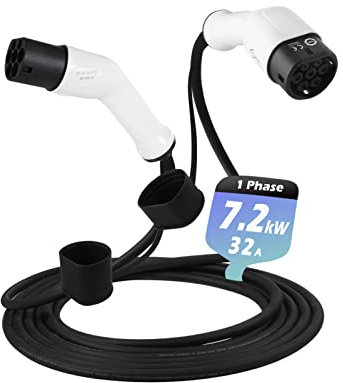 Type 2 EV Cavo di Ricarica Auto Elettrica PHEV | 7.2KW | 32A | Monofase | Prolunga Elettrica 7 Metri Tipo 2 a Tipo 2 Cavo di Ricarica per Auto Elettriche per Stazione di Ricarica Caricabatterie EV